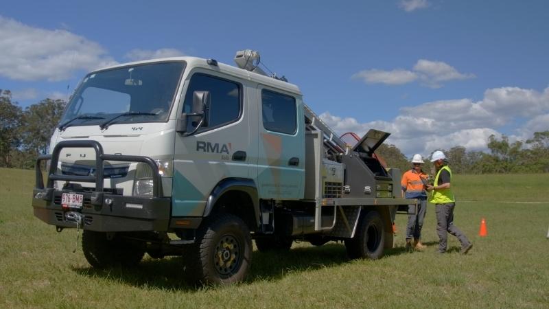 Geotechnical Engineers on site with a mobile drill rig preparing to complete field work